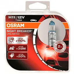 Комплект галогенових ламп OSRAM 64211NBU H11 Night Breaker Unlimited +110% 12V 55W PGJ19-2 HardDuopet