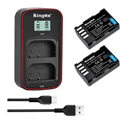 3-Pack KingMa Panasonic DMW-BLF19E (2 АКБ KingMa DMW-BLF19E та 1 ЗУ на дві батареї)