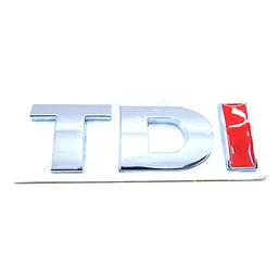 Емблема напис TDI букви TD-Хром I-Червона 85х25 мм для Volkswagen метал на скотчі (Завод)