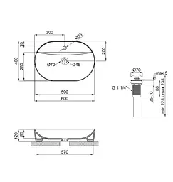 Раковина накладна Mixxus Premium ELLIPSE-0204 з отвором під змішувач (MP6679) - мініатюра 6