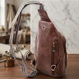 Зручна слінг сумка для жінок з екошкіри Vintage 22747 коричнева - мініатюра 4