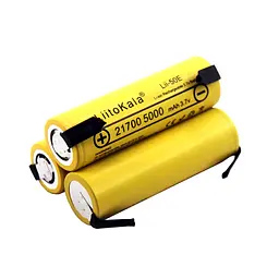 Акумулятор Liitokala 21700 Lii-50Е 3.7 V 5000 mAh з виведеннями під паяння (Жовтий) - мініатюра 2