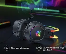 Ігрові провідні навушники Onikuma X15 Pro з висувним мікрофоном, шумозаглушенням і LED підсвічуванням Чорний - мініатюра 3