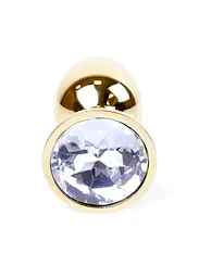 Металева анальна пробка з кристалом Boss Jewellery Gold Plug 7 см (прозорий) - мініатюра 3