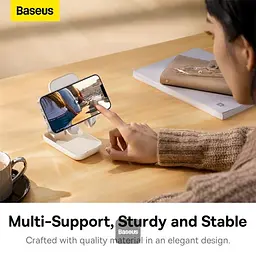 Подставка для гаджетов Baseus Seashell Series Folding Phone Stand (with Xiaomirror) B10551501411-00 Pink - мініатюра 6