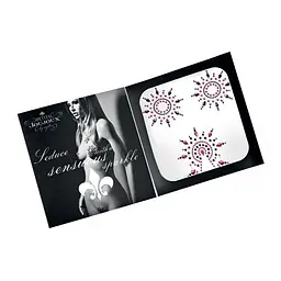 Пестиси Petits Joujoux Gloria set of 3 Black/Pink із кристалів, прикраса на груди та вульву (чорний) - мініатюра 3