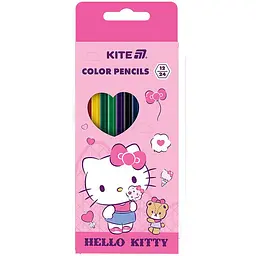Олівці кольор. 12 кольор. Kite HK25-054-1 Hello Kitty двостор.