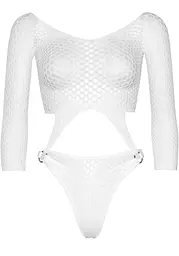 Боді Leg Avenue Top bodysuit with thong back White - мініатюра 3