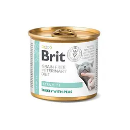 Вологий корм Brit GF VetDiet Struvite для котів, при сечокам'яній хворобі, з індичкою та горохом, 200 г - мініатюра 3