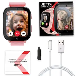 Дитячий GPS-годинник JETIX DF100 Pro Kids з вібродзвінком, 4G відеодзвінком і ліхтариком (Pink) - мініатюра 9