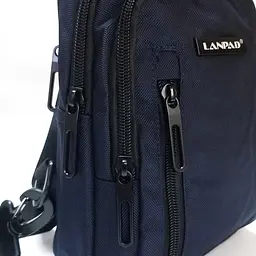 Сумка через плече Lanpad 17х27х9 см нейлонова з переставним ременем Синій - мініатюра 6