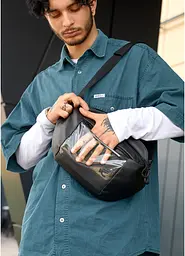 Чоловіча сумка бананка Sambag Dynamicdart чорна 38 × 21 × 7 см (80461001m) - мініатюра 8