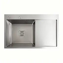 Кухонна мийка Platinum Handmade нержавійка 78x50B L (два отвори ,квадратний сифон 3.0/1.0), Нержавіюча сталь