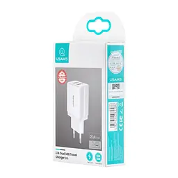 МЗП USAMS CC090 T24 2.1A Dual USB Travel Charger EU White - мініатюра 2
