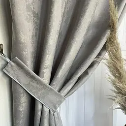Мармурові жакардові штори сірого кольору на тасьмі 2шт. 150х270 ALBO pbe0052501 - мініатюра 5