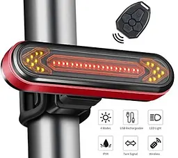 Велосипедна задня фара (габарит) BK600 Стоп + повороти + пульт + microUSB (6 режими) - мініатюра 2