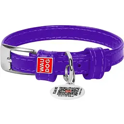 Нашийник для собак Waudog Glamour, шкіряний, з QR паспортом, 18-21х0,9 см, фіолетовий