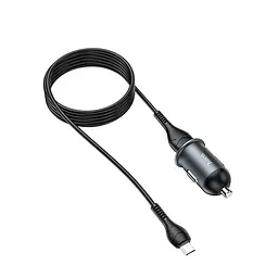 Адаптер автомобільний алюмінієвий HOCO Z43 Mighty + кабель Micro USB 18W чорний - мініатюра 4