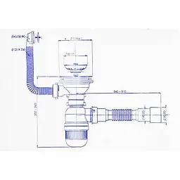 Сифон для мийки Bakimay PL1048 3 1/2" з переливом для керамічних мийок 30412 - мініатюра 2