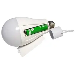 LED-лампа світлодіодна акумуляторна (знімний 18650) автономна аварійна 15 W лампочка, цоколь E27 UKC 8441