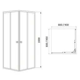 Душова кабіна квадратна RJ Velum 90x90 розсувна скло Black Linia 4 мм без піддону black matt 90BRZ082Linia, Чорний матовий, інтимато - мініатюра 2
