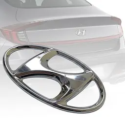 Емблема Hyundai 115х58 мм Пластик на скотчі Хром (OEM: 86300-4R100, 863004R100)
