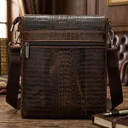 Сумка з тисненням під шкіру крокодила 20039 Vintage коричнева - мініатюра 3