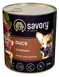 Вологий корм для дорослих собак всіх порід Savory Dog Gourmand, з качкою, 800 г