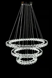 Триярусна хромована світлодіодна люстра Splendid Ray L33152/400+600+800/3 LED (CR) з кришталевими кільцями 40/60/80 см - мініатюра 3