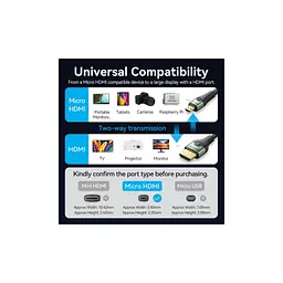 Кабель мультимедійний Vention HDMI M - HDMI micro M V2.0 8K 60Hz зелений 1 м (AGKGF) - мініатюра 7