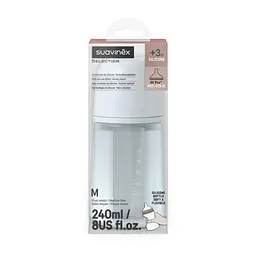 Пляшечка силіконова Suavinex Colour Essence фізіологічна соска повільний потік 240 мл світло-блакитна (308653) - мініатюра 3