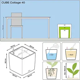 Вазон Lechuza Cottage Cubo 40 мокко (15385) - мініатюра 3