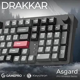 Механічна ігрова клавіатура GamePro MK-305-BK Asgard Drakkar Keychron Super Red Switch Bluetooth 5.2/2.4 ГГц/USB Black - мініатюра 3