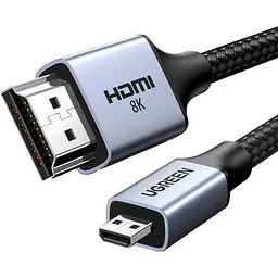 Кабель мультимедійний HDMI M to HDMI micro M 1.0m V2.1 8K60Hz HD164 black Ugreen (15516)