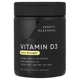Витамин D Vitamin D3 125 mcg (5,000 IU) 360 жидких капсул Sports Research vit0006393