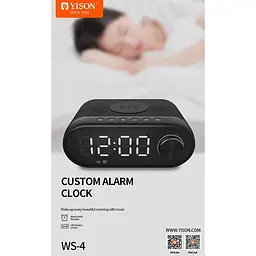 Портативна акустика-настільний годинник Yison with Qi Charger LED Clock WS-4 - мініатюра 5