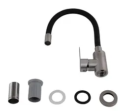 Змішувач для кухні Brinex Pure 015F3 з гнучким виливом Nickel/Black BRIPUR015F3NKB - мініатюра 3