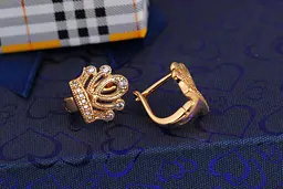 Сережки Xuping Jewelry корони 1 см золотисті - мініатюра 3