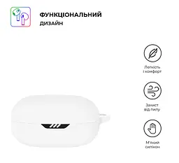 Силіконовий чохол для навушників JBL Wave Flex, Hang Case, білий, ультратонкий захисний кейс товщиною 2 мм, захист від подряпин, пилу та ударів, компактний, з карабіном для кріплення, ArmorStandart (ARM73551) - мініатюра 2