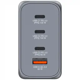 Зарядний пристрій Verbatim GaN 200 W 4 ports (2xUSB-C-100 W,USB-C-65 W /USB-A -3.0) (32204) - мініатюра 5