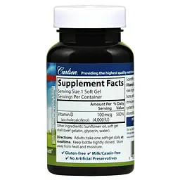 Вітаміни та мінерали Carlson Labs Vitamin D3 4000 IU, 120 капсул - мініатюра 3