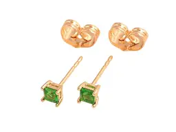 Сережки Xuping пусети M&L 18K "Зелені кристали" 3х3мм 303528