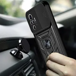 Ударостійкий чохол Camshield Serge Ring для Xiaomi Redmi Note 10 Pro / 10 Pro Max Чорний, TPU+PC, Шторка на камеру - мініатюра 3