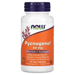 NOW Екстракт Кори Французької Морської Сосни Pycnogenol® 60 мг - 50 вег. капсул