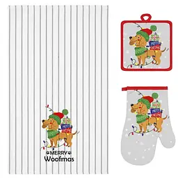Подарунковий набір для кухні Ardesto Christmas Dog сірий 3 шт. (ART14DGP)