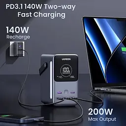 УМБ UGREEN PB770 48000mAh QC+PD 300W Grey (6941876222865) - мініатюра 3
