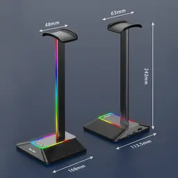 Підставка для навушників органайзер гарнітури з RGB-підсвічуванням та 2 портами USB New Bee NB-Z8 - мініатюра 9