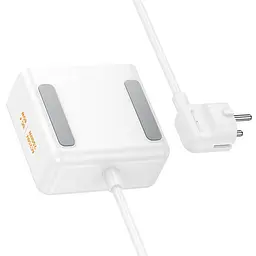 Мережевий зарядний пристрій подовжувач Hoco AC28 USB/3 Type-C PD 45W 2 розетки 2m білий - мініатюра 4