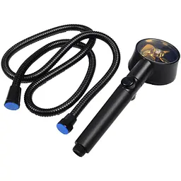 Лійка для душу Pressurized Shower Black, чорна, з турбовентилятором і шлангом 145 см