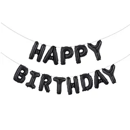 Кульки Happy birthday фольговані 16 дюймів чорні